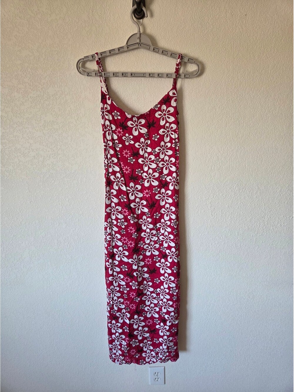 Clear Blue Sky Hot Pink Floral Midi Dress with Adjustable Straps and Tie Back